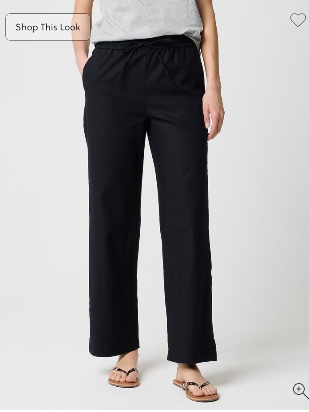 J. Crew Factory Black Linen-blend slim wide-leg drawstring pants 18